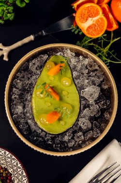 Salmon tartar, avocado mouse and yuzu truffle sauce  image