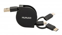 Cablu USB 3 in 1 retractabil - Negru, Mumuso