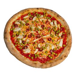 Pizza pollo e piselli image