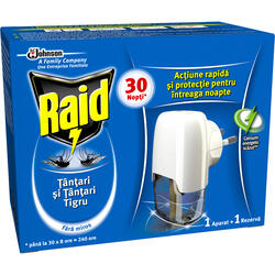 Raid, Aparat electric impotriva tantarilor cu rezerva lichida, fara miros, pentru 30 de nopti 21ml