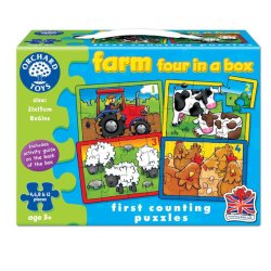 Set 4 puzzle- La fermă (4 6 8 sau 12 piese) - Farm Four in a Box - Orchard Toys