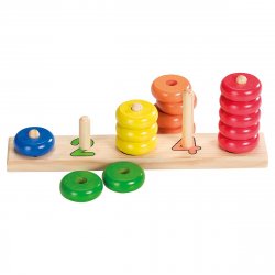 Joc din lemn pentru numărat cu inele cu forme Learn to Count Goki