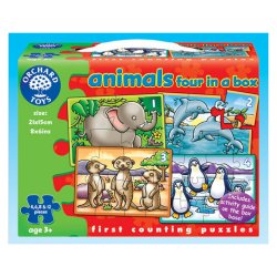 Set 4 Puzzle Animale (4, 6, 8 și 12 piese) - Animals Four in a Box - Orchard Toys