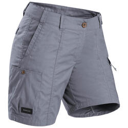 Pantalon scurt Trekking călătorie TRAVEL100 Gri Damă