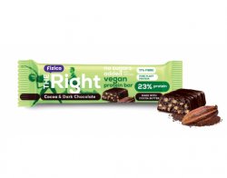 Baton proteic Vegan cu cacao si ciocolata neagra Fizico The Right
