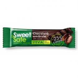 Ciocolata amaruie 60% cu indulcitor din Stevia Sweet&Safe 25g Sly Nutritia