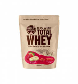 Pudra Proteica, Total Whey, Capsuni si Banane, 260 gr, Gold Nutrition
