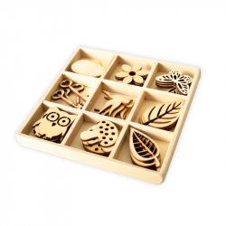 Set decoratiuni lemn, craft - 36 bucati