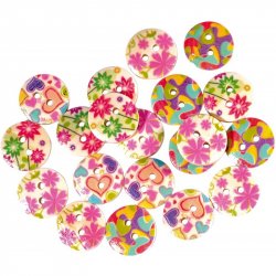 Set nasturi colorati, flori si inimioare, 15mm, 20 bucati