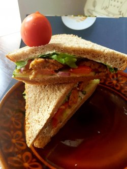 Sandwich cu ciuperci pleurotus/ Pâine cu maia image