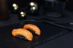 Salmon black nigiri image