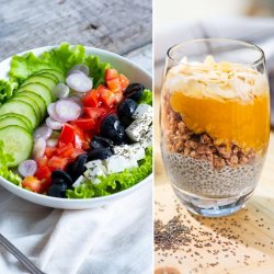 Salată Athena + Budincă chia cu piure de piersici image