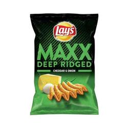 Lays Maxx Cheddar and Onion chipsuri ondulate cu gust de branza cheddar si ceapa 130 g