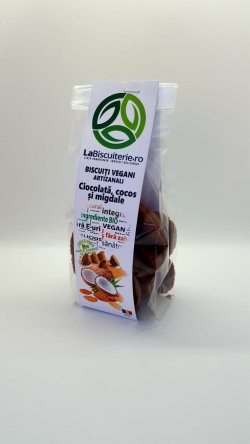 Biscuiti vegani fara zahar cu ciocolata cocos si migdale - 140g image