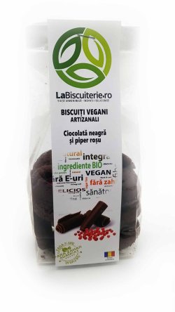 Biscuiti vegani fara zahar cu ciocolata neagra si piper rosu- 140g image