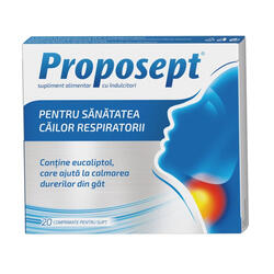Supliment pentru dureri in gat Proposept Blue, 20 comprimate